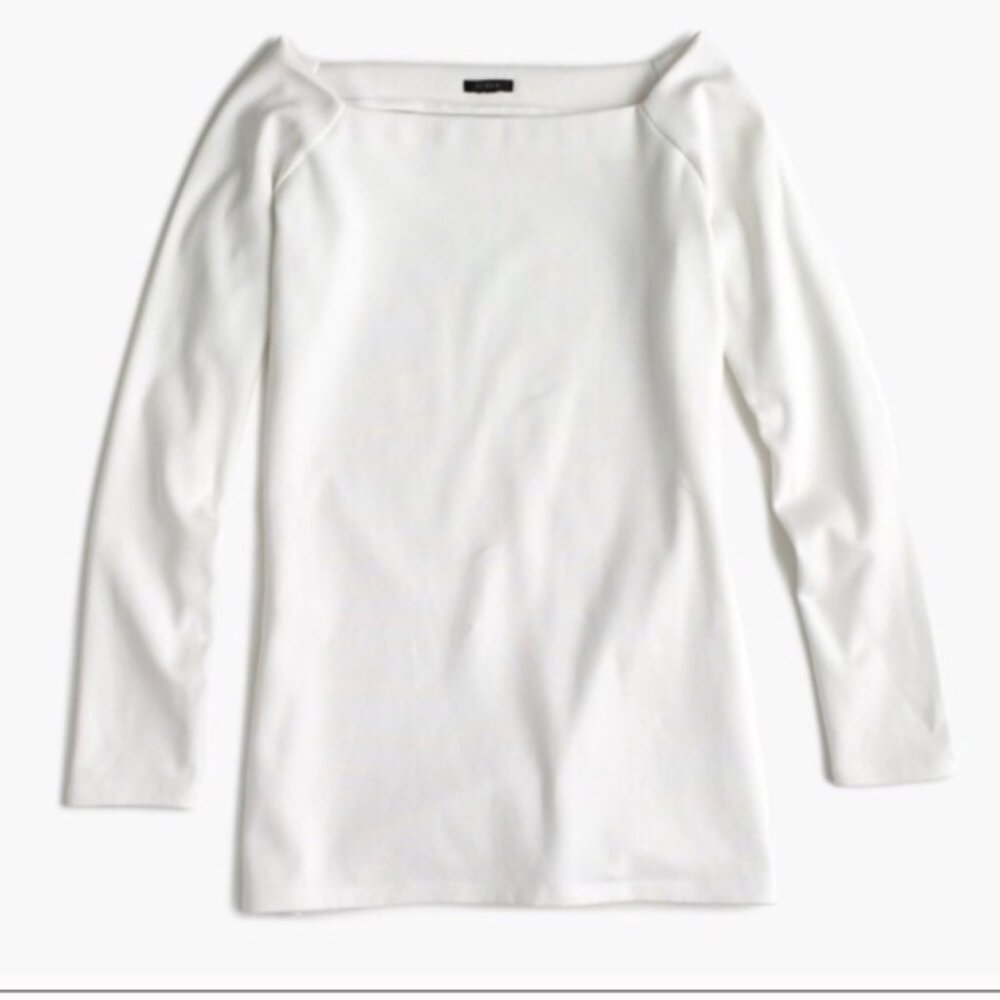 J crew off shoulder top s white boatneck tee